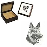 Wooden German Shepherd Jewelry Box, Porcelain by Rosalinde (5' x 5' x 2.5')