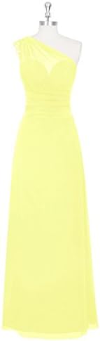 Emyrin Chiffon Floor-length One-shoulder Neckline Daffodil Bridesmaid Dresses