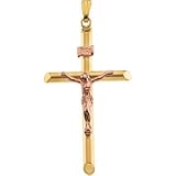 14K Yellow Gold Crucifix Pendant Rose Gold