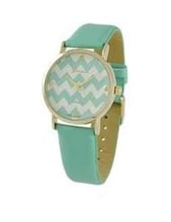 Geneva Platinum 12974612 Womens Faux Leather Chevron Print Strap Watch