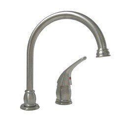 Designer Pedestal Goose Neck RV Kitchen Faucet in Satin Nickel - Great for 5th (Fifth) Wheels, Trailers, Campers and Motorhomes