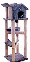 Tabby's Treehouse - green parts with beige poles - Cat Furniture Scratching Post with Sisal