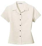 NEW Port Authority Signature - Ladies Silk Blend Camp Shirt Ivory-XS