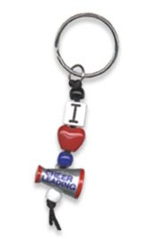 I Love Cheerleading Beaded Megaphone Key Chain