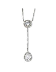 Cheryl M. Sterling Silver Checker-Cut Teardrop CZ Necklace