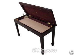 Mahogany Grand Piano Bench with Music Storage