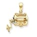 14k Two-tone 3-D Moveable Fishing Reel Pendant - Measures 32x30mm