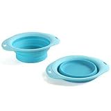 Portable/Collapsible Food or Water Travel Dish for Pets - Small, Blue