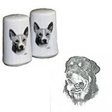 Rottweiler Small Salt and Pepper Shakers, Porcelain by Rosalinde (3')