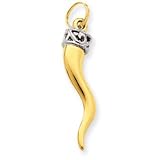 14k Two-Tone Hollow Polished 3-Dimensional Medium Italian Horn Charm