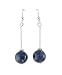 Straight Stick Drops and Genuine Blue Lapis Bead Sterling Silver Hook Earrings