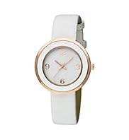 Round Face Enamel Bezel Strap Watch