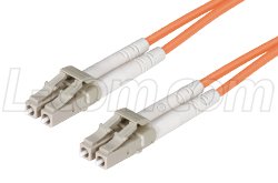 LC to LC Duplex Clipped Multimode Fiber Optic Cables, 50/125 with OFNR Jacket