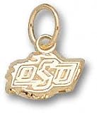 Oklahoma State Cowboys Solid 10K Gold Fire ''oSu'' 1/4'' Pendant