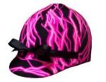 Equestrian Riding Helmet Cover - Neon Pink Lightening