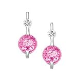 14kt. White Gold, Pink Sapphire & Diamond Fashion Earrings