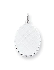 Sterling Silver Engraveable Oval Patterned Disc Charm