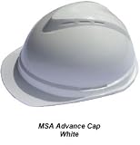 MSA Advance Vented Hard Hats with Ratchet Suspensions - White