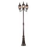 Beveled Glass 3 Light Pole - Rust