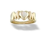 14K Yellow Gold Genuine Heart Opal Ring