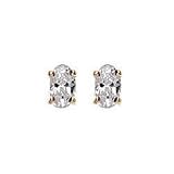 18kt Gold over Sterling Silver Oval CZ Basket Set 3mmx5mm Tiny Post Earring