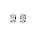 18kt Gold over Sterling Silver Oval CZ Basket Set 3mmx5mm Tiny Post Earring