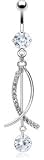 Body AccentzTM Belly Button Ring Navel 3 Moving Dangle Body Jewelry 14 Gauge