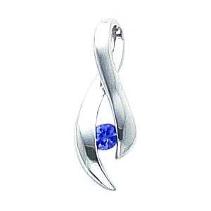 14K White Gold 3mm Tanzanite Slide Pendant Jewelry by 
