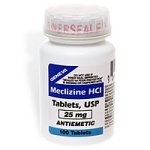 Meclizine HCl, USP 25 mg, Antiemetic, Tablets - 100 ea