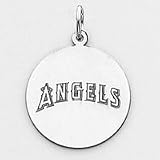 Sterling Silver Los Angeles Angels Med Disc W/Curved Name Logo Charm