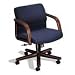 2900 Series Mid Back Swivel/Tilt Chair with Wood Arms, Black Leather/Mahogany