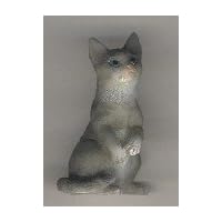 Dollhouse Miniature Grey Upright Tabby Cat in Resin by Heidi Ott
