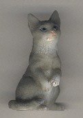 Dollhouse Miniature Grey Upright Tabby Cat in Resin by Heidi Ott
