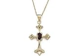 Signature 18' Garnet Cross Necklace 18KT GOLD OVER STERLING