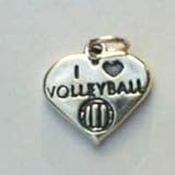 Sterling Silver Volleyball Heart Charm