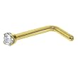 Solid 14KT Yellow Gold 1.5mm Genuine Diamond L-Shaped Nose Ring
