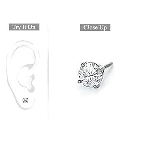 Mens 14K White Gold : Round Diamond Stud Earring 0.33 CT. TW. Mens 14K White Gold : Round Diamond Stud Earring - 0.33 CT. TW.