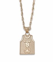 Rajon Rondo Boston Celtics #9 5/8" Jersey Pendant on an 18" Chain - 10KT Gold Jewelry