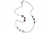 14K White Gold Diamond Cut 10 Anklet Bracelet, set with multi-colored semi-precious stones