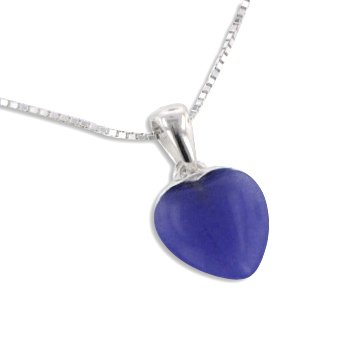 Small Lavender Purple Jade Heart Pendant Sterling Silver 18