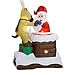 6 Ft. Gemmy Airblown Inflatable Christmas Animated Reindeer Pulling Santa out of Chimney
