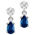 Sapphire and Diamond Earrings in 14K White Gold