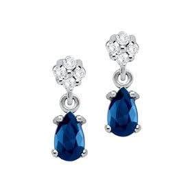 Sapphire and Diamond Earrings in 14K White Gold by