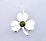 Pendant - Sterling Silver Clover Charm w/Synthetic Stone