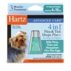 Hartz Advanced Care 4in1 Flea Tick Drops Plus+ For Dogs and Puppies Weighing 4 to 15 lbs. (weighing 4-15 lbs - 6 tubes)