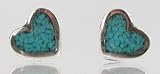 Tiny Turquoise & Sterling Silver Heart Stud Earrings, #2517