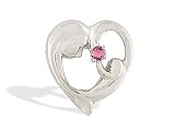 14K White Gold Genuine Round Pink Tourmaline Mother with Child Pendant