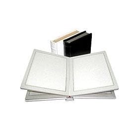 Adorama Pro Photo Album, White Leatherette Cover with 9 Library Bound Off White Pages, Holds 18 5x7 Prints