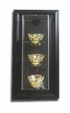 Three Ball Wall Mountable Black Display Case with Engraved MLB Team Logo