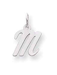 14k White Gold Small Script Initial M Charm